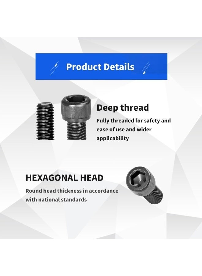 1225 Pcs M2 M3 M4 M5 Hex Button Socket Head Cap Screws, Bolts, Nuts & Flat Washers Assortment Kit - Premium Alloy Steel, Black Zinc Plated, Rust-Resistant Fasteners Set with Convenient Storage Box - Image 3
